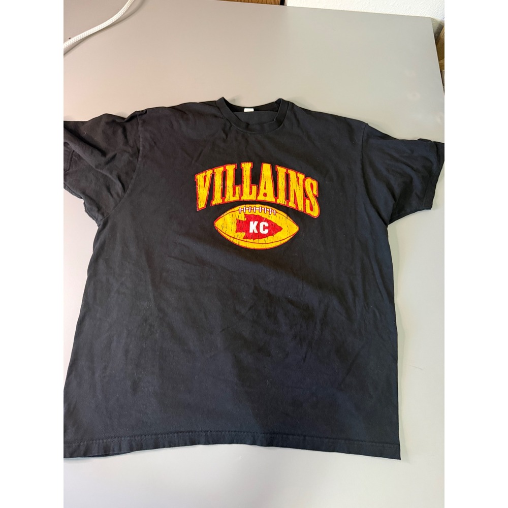 Tultex Villains KC Football Graphic T-Shirt Mens XXL Black Cotton Short Sleeve